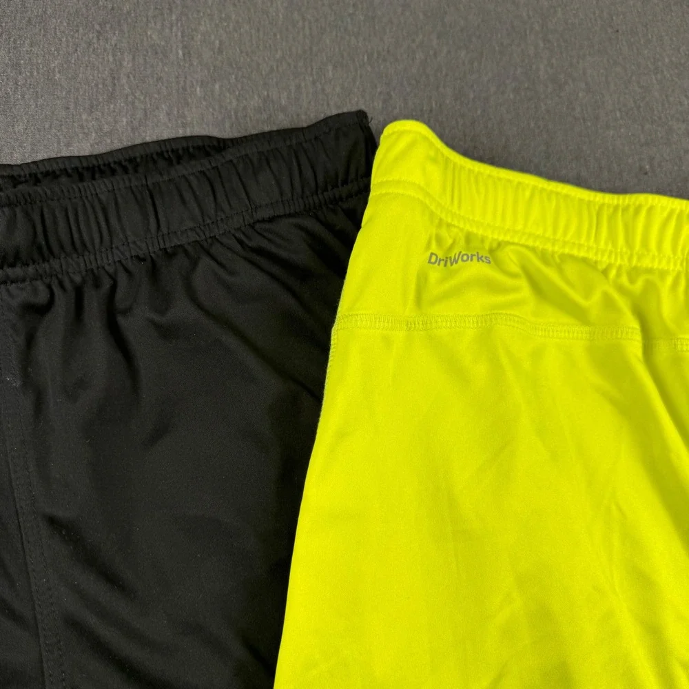 Athletic Works Boys Shorts 2 Pack XXL 18 DriWorks Black‎ Neon Green Activewear
